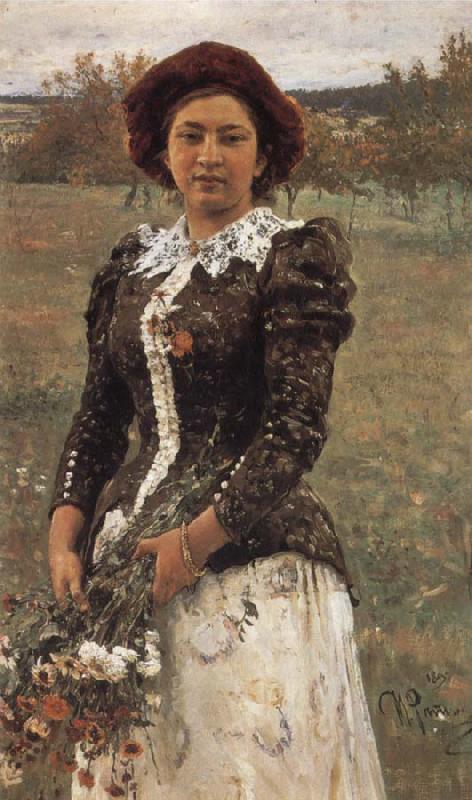 Ilya Repin Autumn Bouquet Portrait of Vera Repina,the Artist-s Daughter